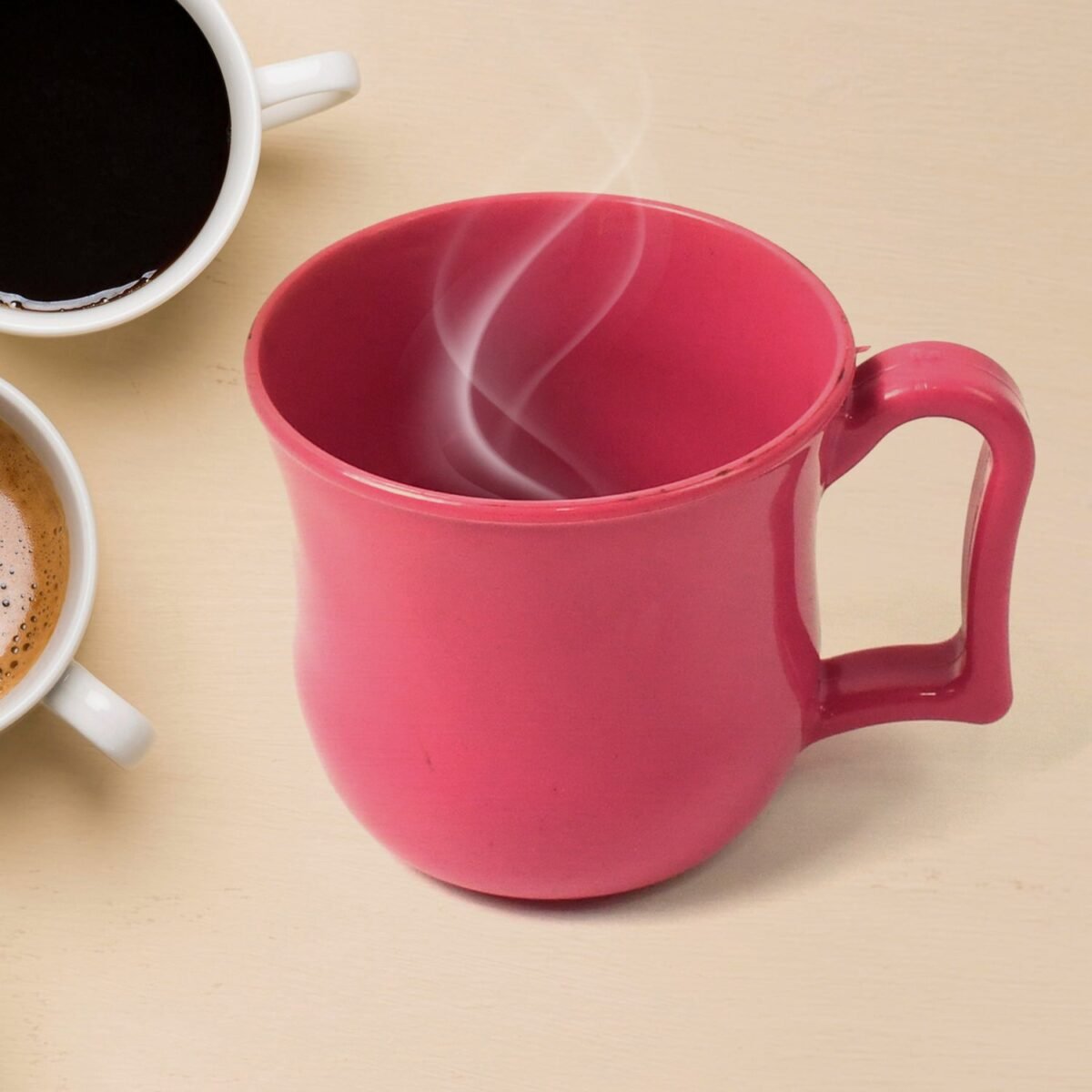 Premium Plastic Coffee / Tea Cups / Mug with Handle (1 Pc / Loose / Mix Color) - Image 3