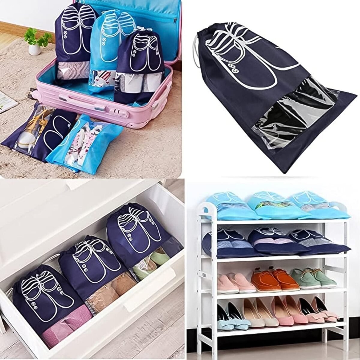 Shoes Storage Bag Closet Organizer Non-Woven Travel Portable Bag (1 Pc / ) - Image 3