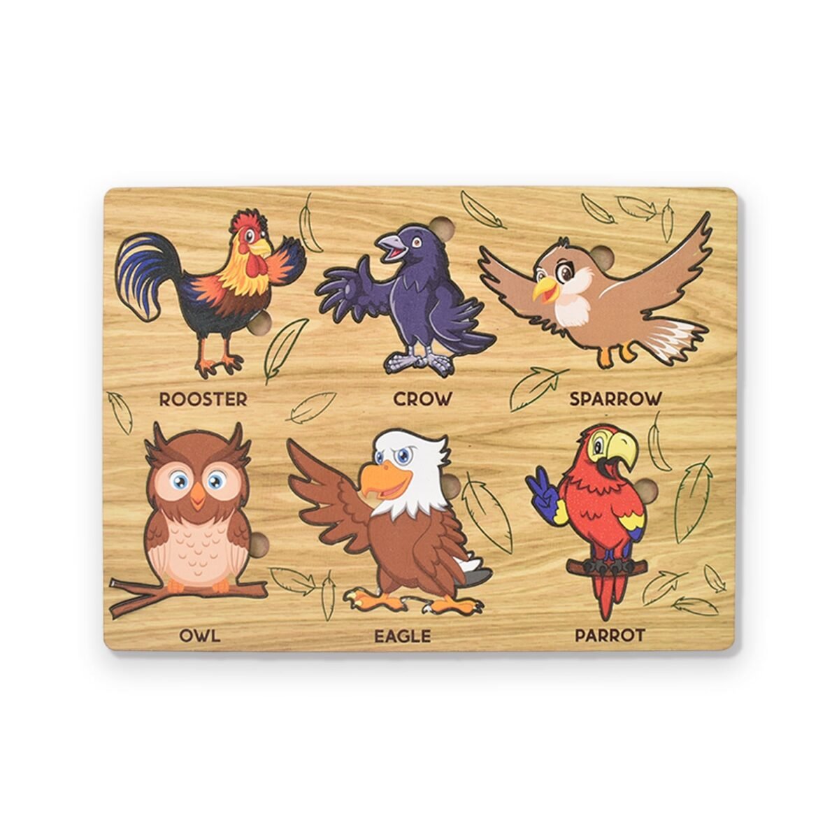 Wooden Bird Puzzle Learning Educational Board (1 Set / 28×20 Cm) - Image 5