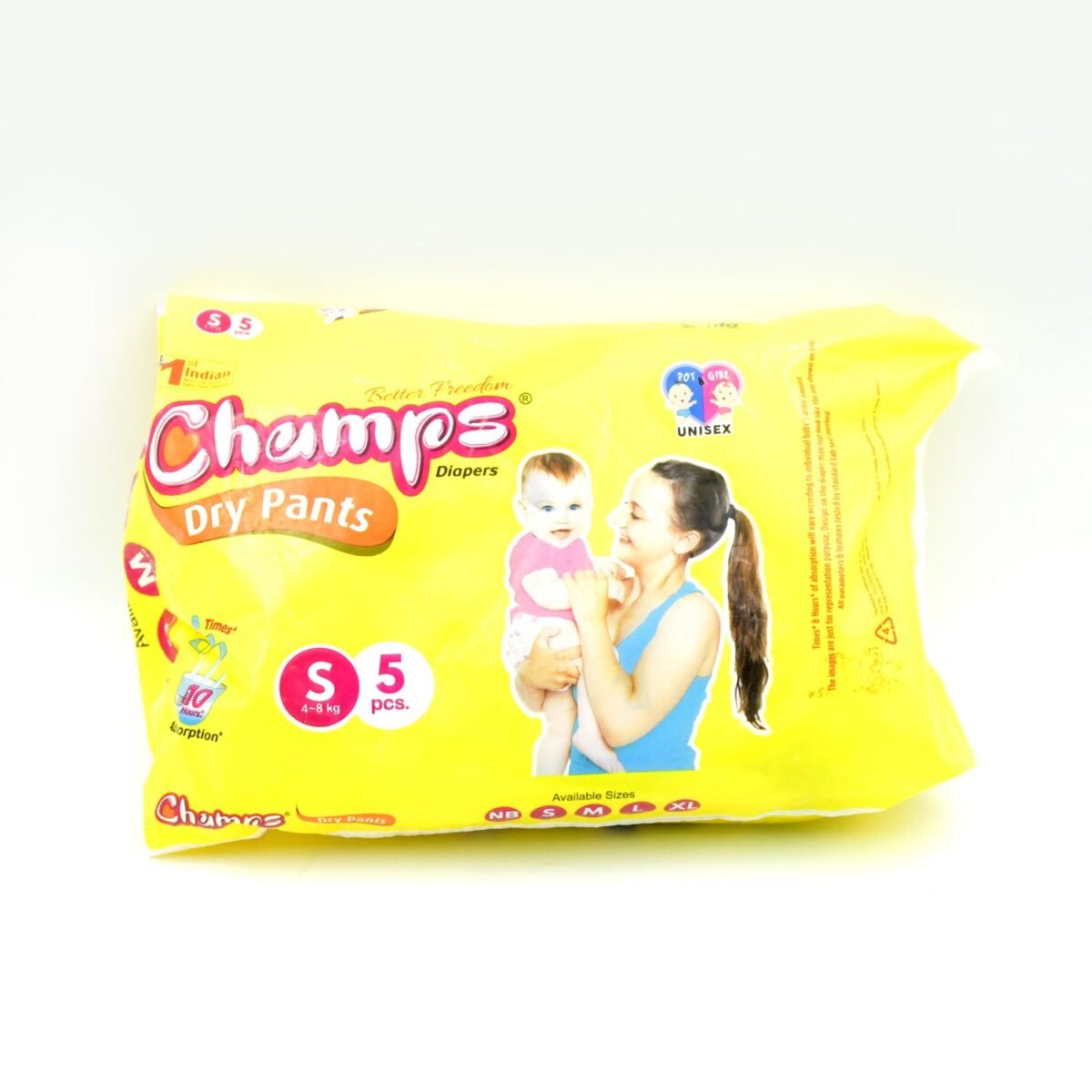 Travel-Friendly Diapers: Champs Small Diaper Pants (5 Pack) - Leakproof - Image 4