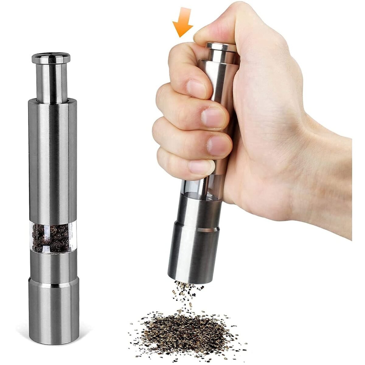 Stainless Steel Thumb Presser Salt and Pepper Grinder (1 Pc) - Image 1