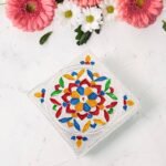 1 Pc Meenakari Wooden Chowki & Bajot Set: For Home & Office Puja (Multicolor) - Image 4