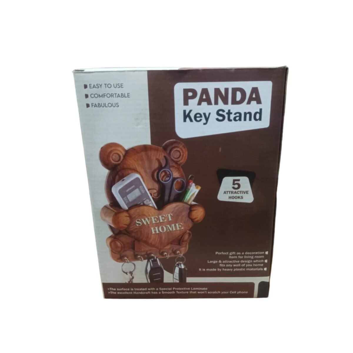 Cute Plastic Panda Key Holder, Wall Key Rack with 5 Hooks (1 Pc) - Image 4