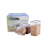 Classics Rectangular Plastic Airtight Food Storage Containers with Leak Proof Locking Lid Storage container set of 3 Pc( Approx Capacity 500ml,1000ml,1500ml, Transparent) - Image 4