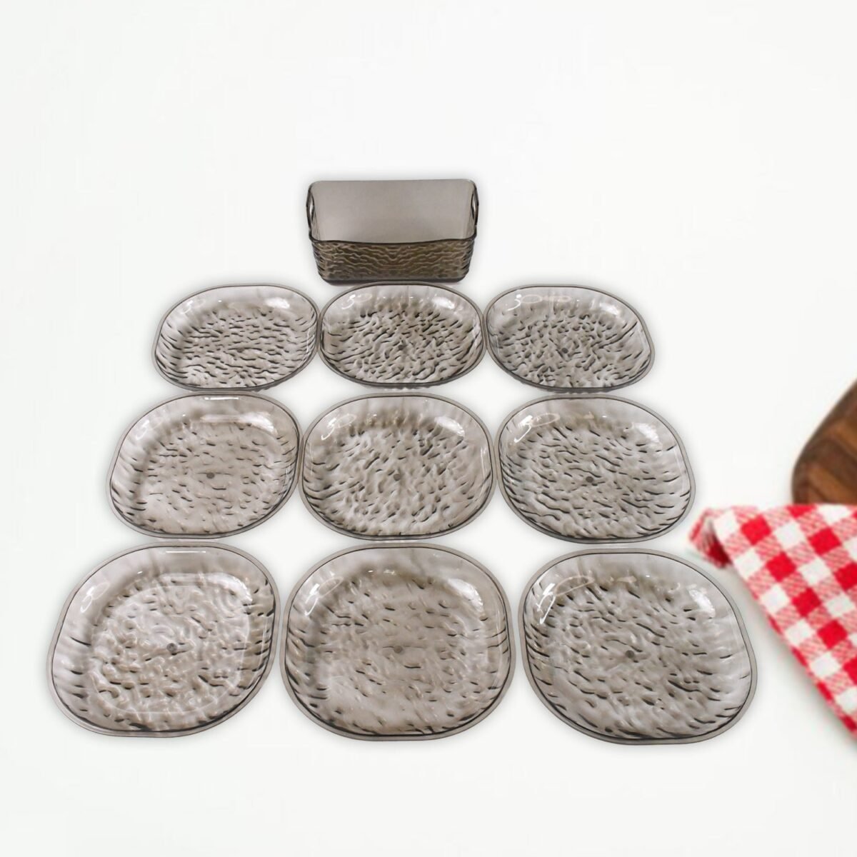 Plastic Household Plates Dinner Plates Dish Tray Skewer Bone Plate Set (10 Pcs Set) - Image 5