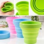 Round Silicone Foldable Glass / Cup, Foldable Travel Mug With Lid (1 Pc) - Image 3