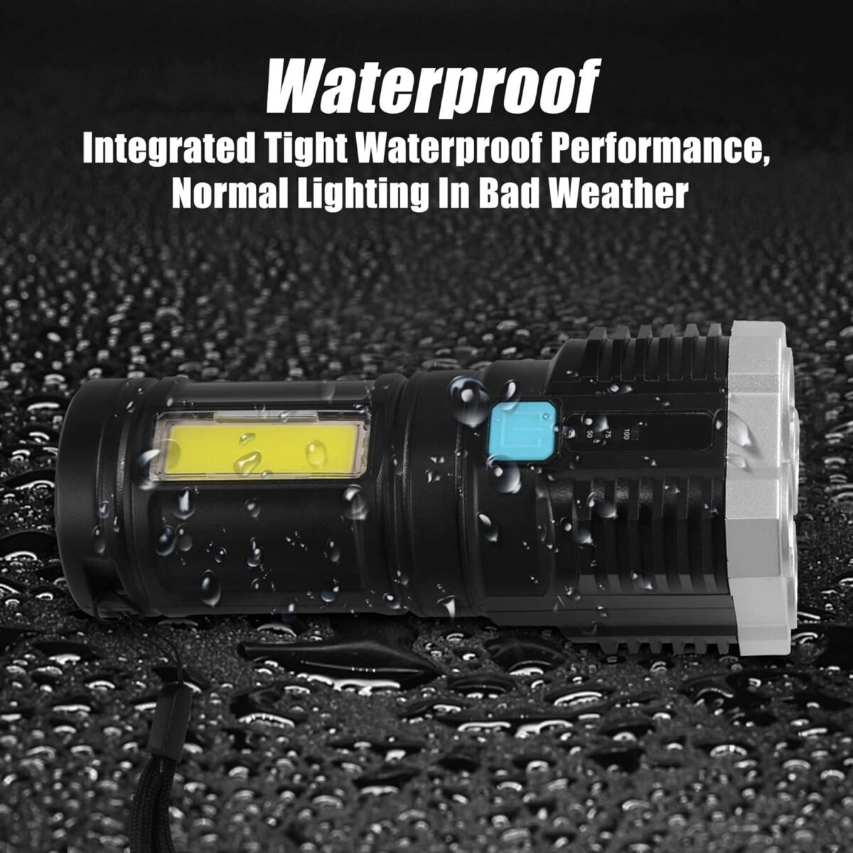 Multifunctional Strong 4 LED Torch Light, Portable Rechargeable Flashlight Long Distance Beam Range 800 Lumens COB Light 4 Mode Emergency for Hiking, Walking, Camping (4 LED Torch) - Image 4