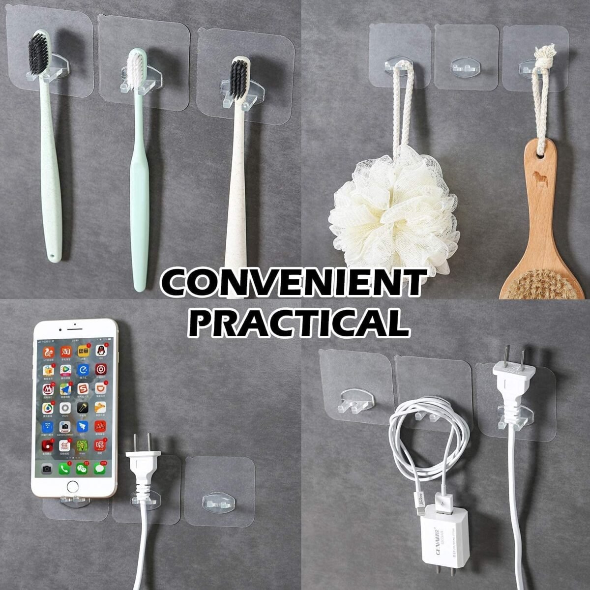 Transparent Self-Adhesive Wall Hook – Drill-Free, Waterproof & Oil-Proof for Toothbrush, Socket (1 Pc) - Image 3