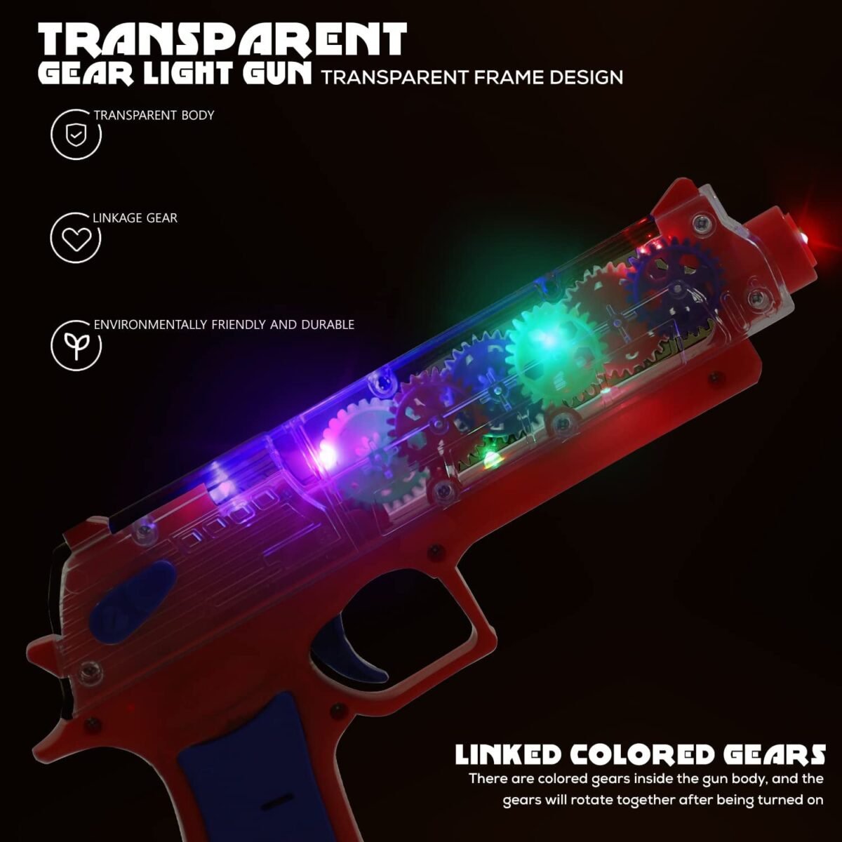 Plastic Gear Simulation Laser Toy Gun – 3D Lights, Music & Rotating Gear (1 Pc, 3+ Years) - Image 7