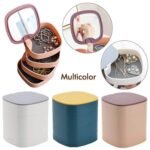 4 Layers Jewellery Box, 360 Degree Rotating Jewelry Box, Jewelry and Earring Organizer Box with Mirror, Accessory Storage Box (Multicolor) - Image 3