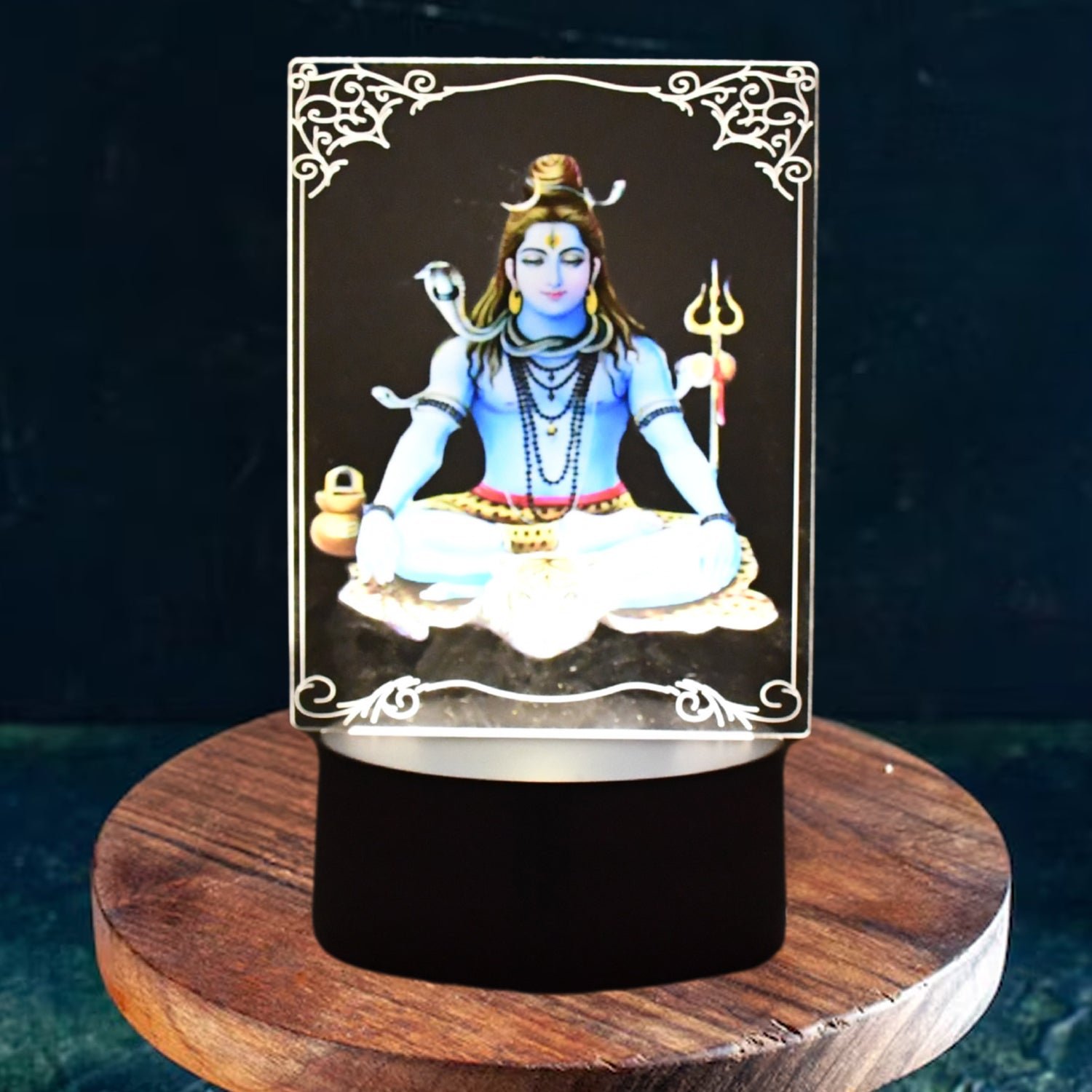 05_a62649fc-9cea-48f5-a558-dce1d5ec9830.jpg Beautiful 3D Lord Shiva Frame with Soft White Light (1 Pc) - Image 1