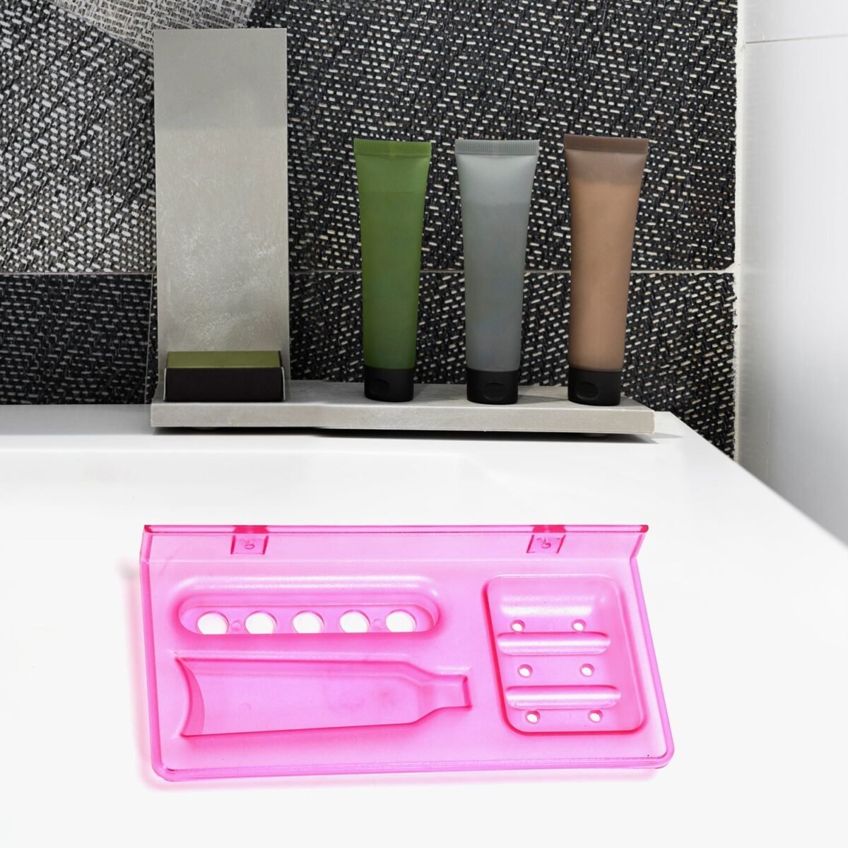3-in-1 Glass Soap Dish for Bathroom Ware by Pure Source India - Image 1