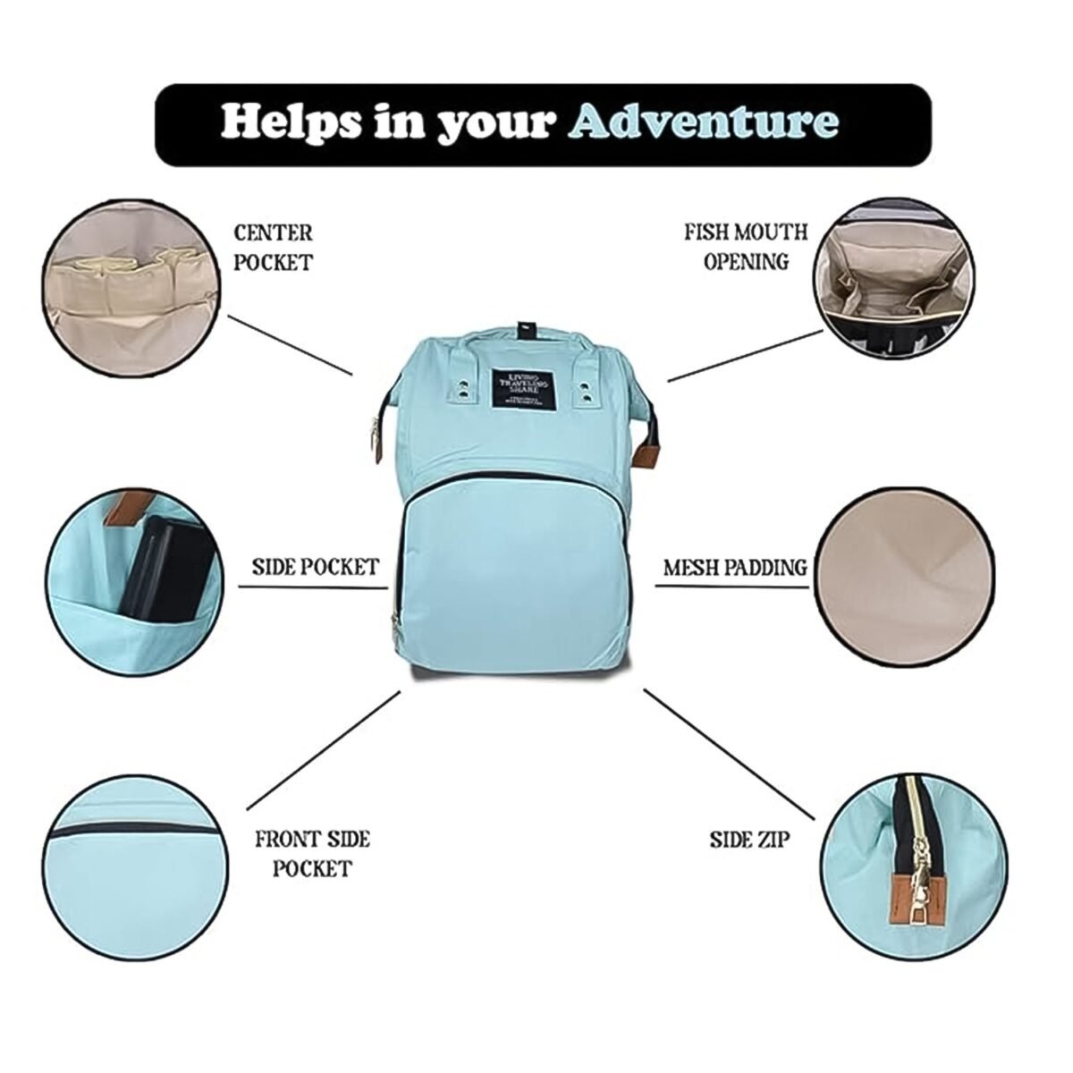 Multifunction Diaper Bag for Baby Care Travel Backpack Large Capacity (1 Pc) - Image 5