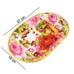 Small Plastic Flower Printed Design Serving Tray (1 Pc / 27 x 18 CM / Mix Color) - Image 6