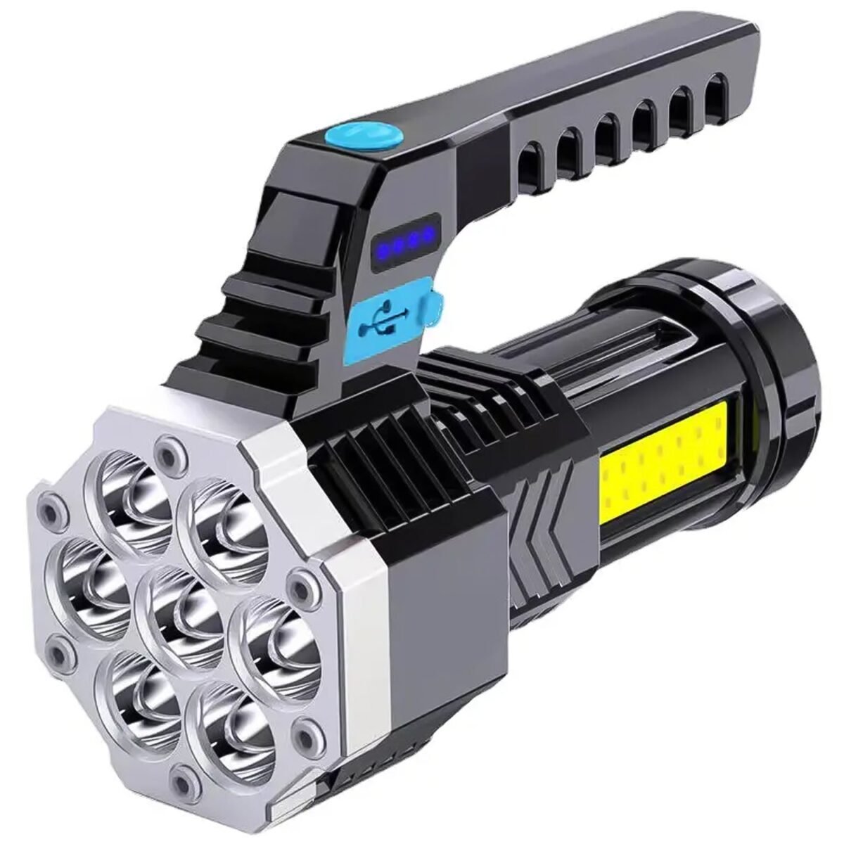 Portable Flashlight / Torch  COB 7LED Hand Light USB Rechargeable Light with Side Light (1 Pc) - Image 5