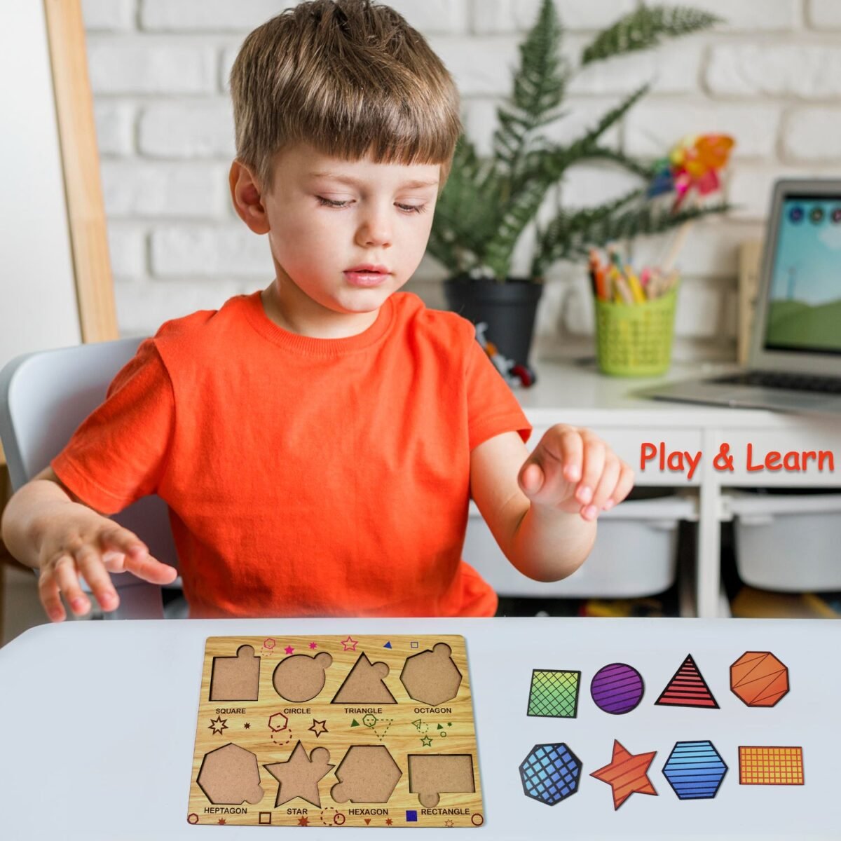 Wooden Triangles Puzzle Learning Educational Board (1 Set / 28×20 Cm) - Image 4