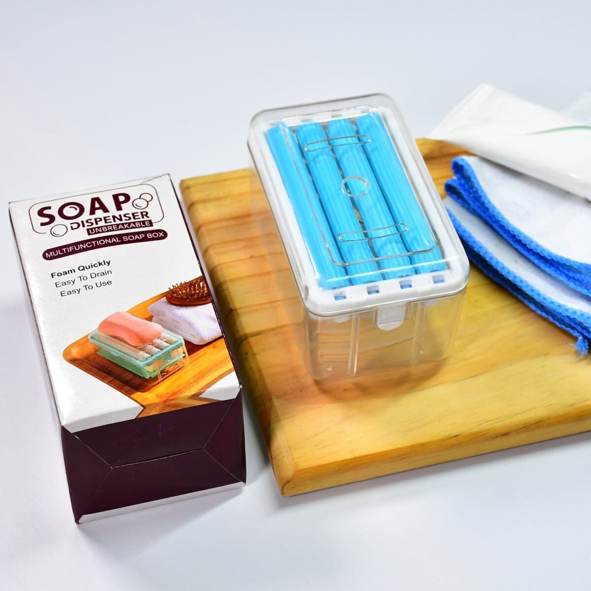2-in-1 Portable Soap Dish & Dispenser – Multifunctional Soap Holder with Roller & Drain Holes for Bathroom, Kitchen, Home Use (1 Pc) - Image 3