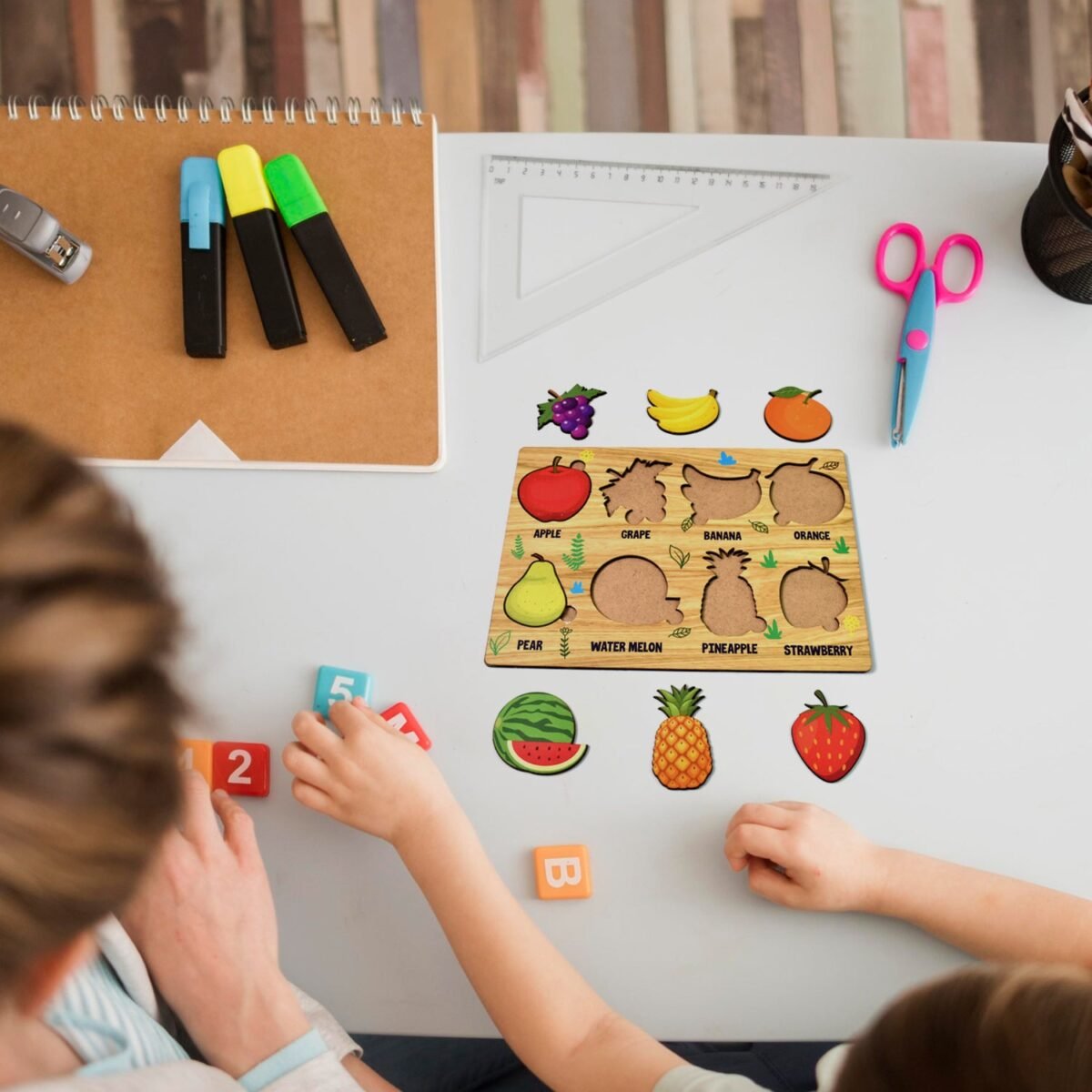 Wooden Fruits Puzzle Learning Educational Board (1 Set / 28×20 Cm) - Image 6