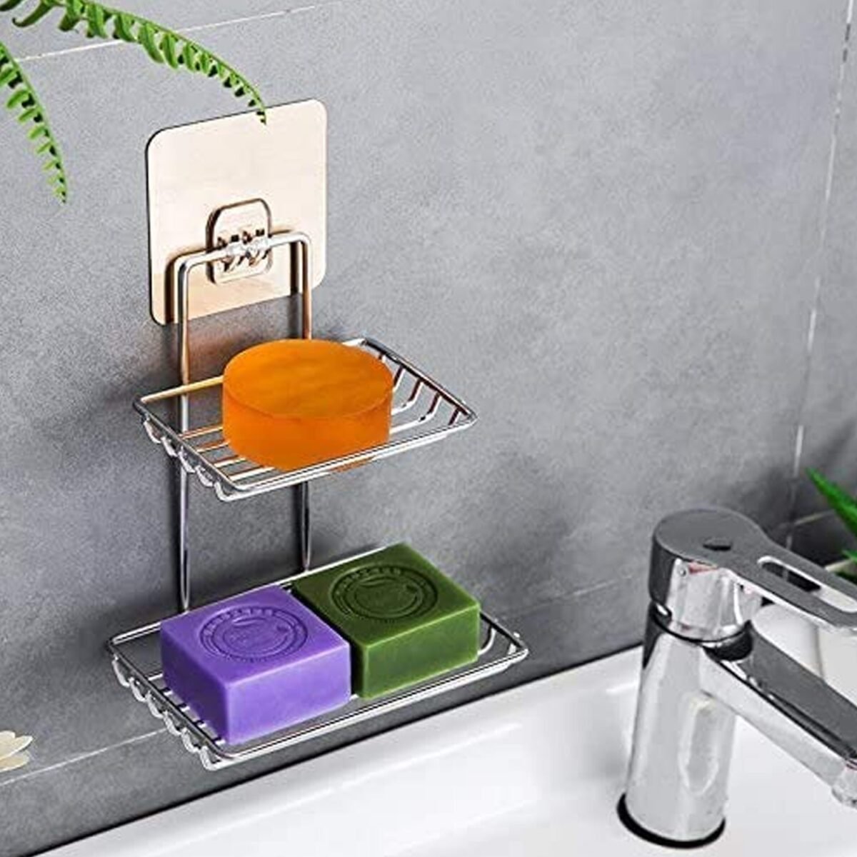 Kitchen Bathroom Soaps Storage Rack with 2 Hook for Home - Image 6