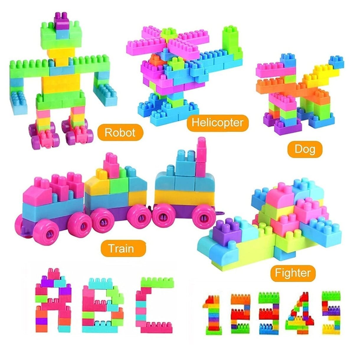 Multicolor Kids' Block Set for Fun & Learning (60 Pieces) - Image 6