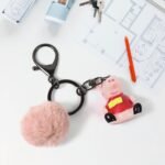 Cute Cartoon Keychain with Fluffy Pom (1 Pc / Mix Design)