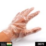 Plastic Transparent Disposable Clear Gloves (White) (100Pc) - Image 2