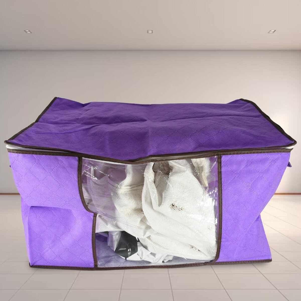 Clothing storage bag with zipper, non-woven storage bag for storing the clothes and sarees. - Image 5