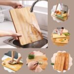 Thick Wooden Bamboo Kitchen Chopping Cutting Slicing Board with Holder for Fruits Vegetables Meat - Image 6