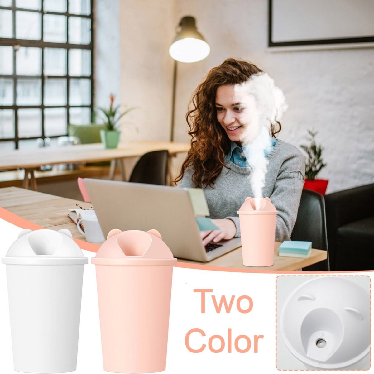 Cute Bear Shape USB Humidifiers Cup (1 Pc / Multicolor Light) - Image 5