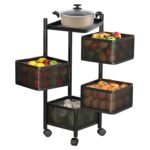 Metal Square High Quality Kitchen Trolley with Wheels (4 Layer / 1 Pc) - Image 5