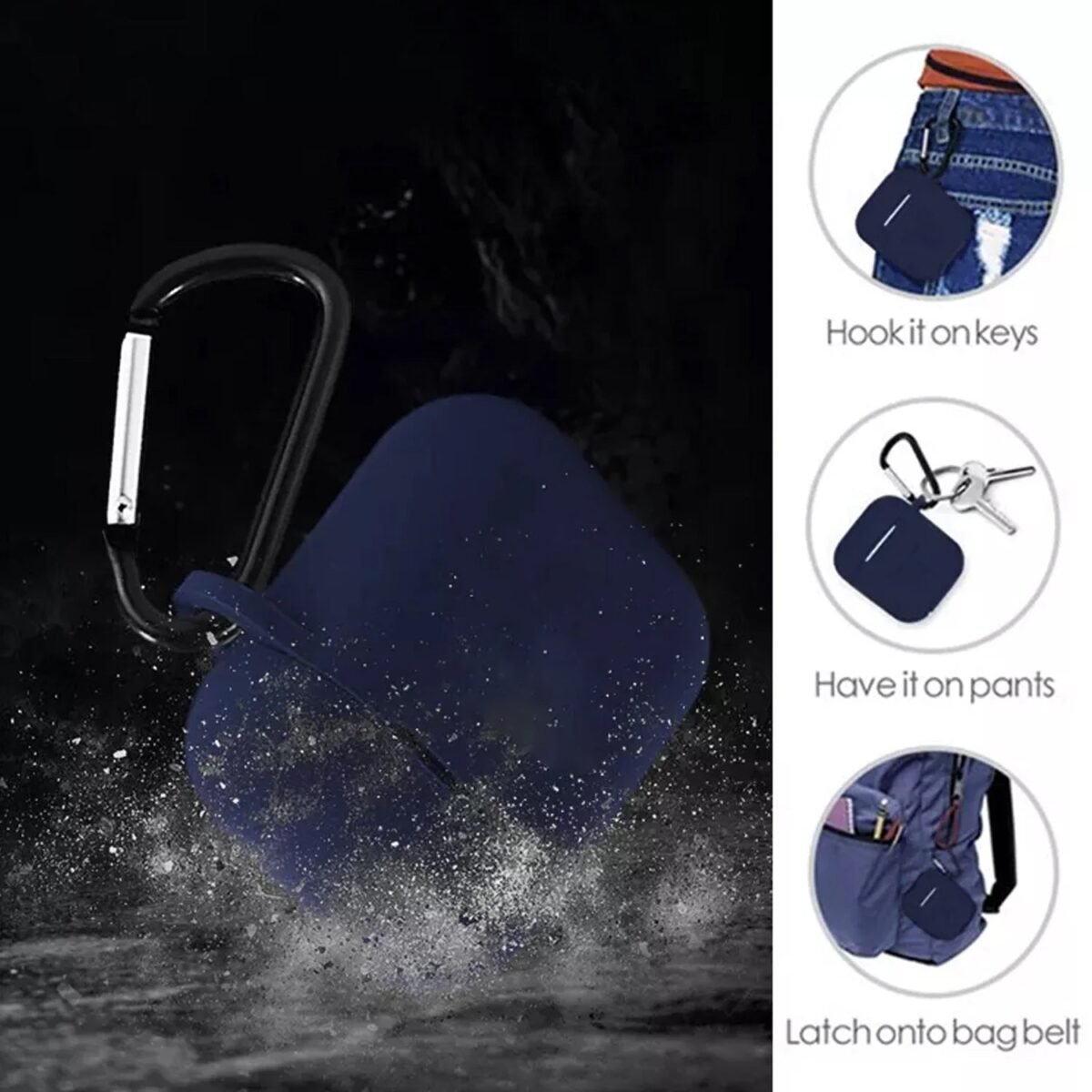 Silicone Shockproof Protection Wireless Headphones Carrying Box Cover with Metal Keychain - Image 8