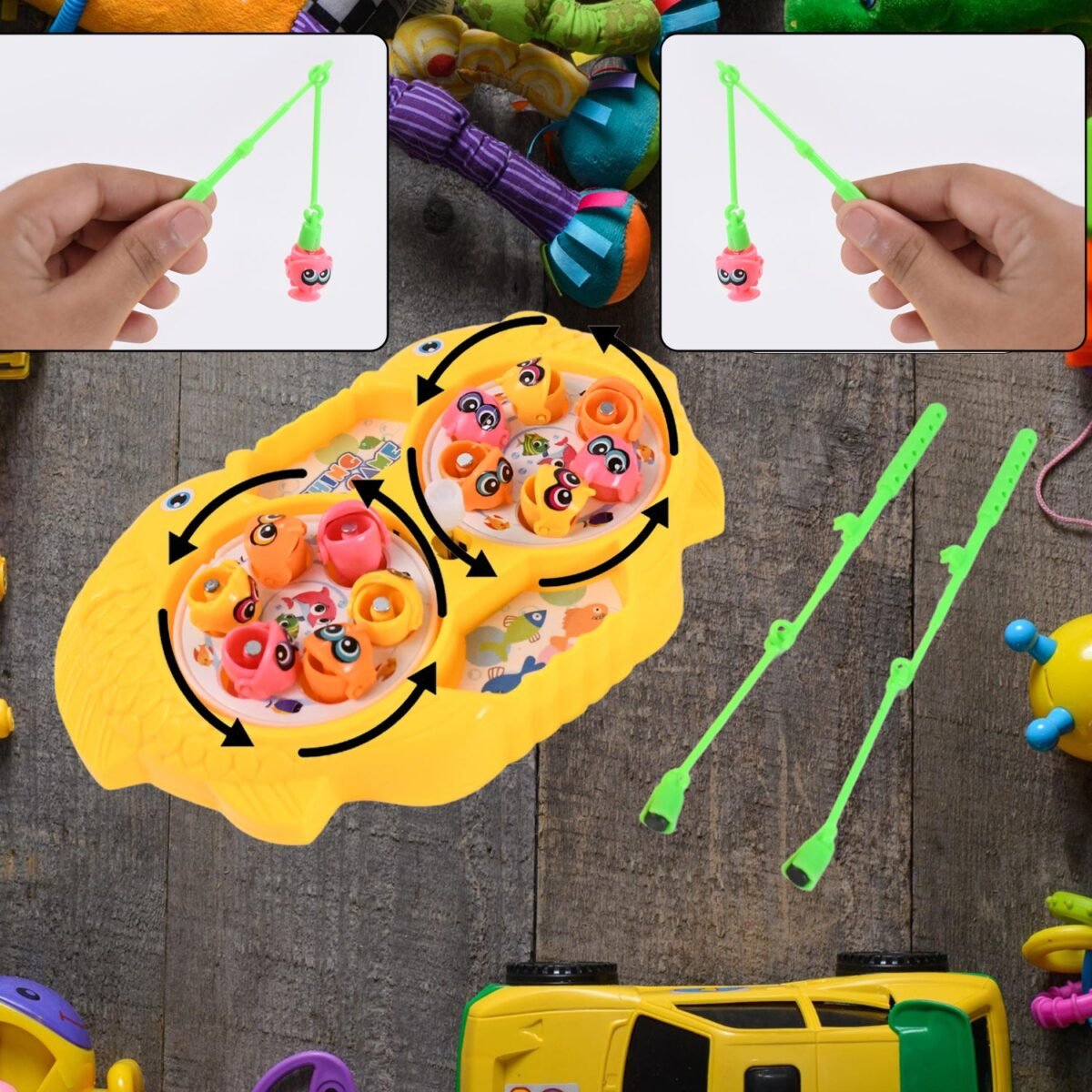 Fishing Game for Kids, Include 12 Pieces Fishes and 2 Fishing Rod, (1 Set) - Image 1