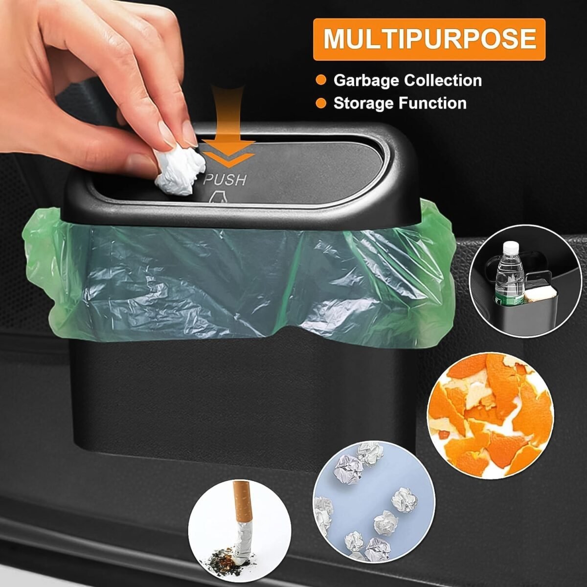 Plastic Mini Car Trash Can / Bin with Lid (1 Pc / With Brown Box) - Image 7