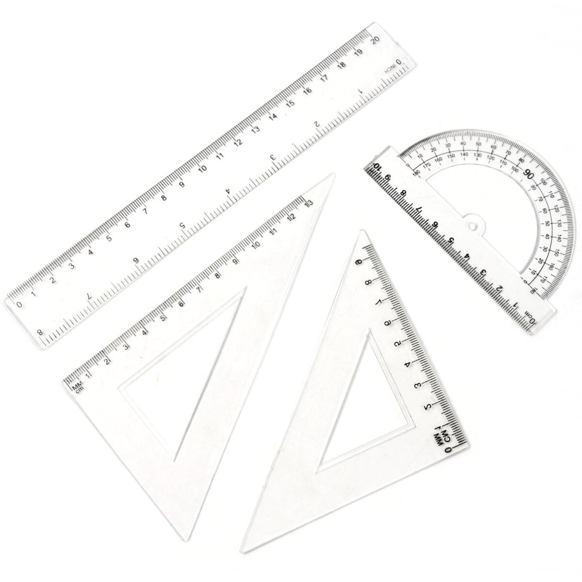 Plastic Geometry Set, Triangle Ruler Protractor Straight Ruler (4 Pcs Set) - Image 5