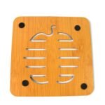 Square Bamboo Wood Table Place mat Hot Pot Cup Mat Tea Coaster(14×14 Cm / 1 Pc) - Image 4