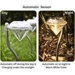 Diamond Shaped Solar Powered Stake Lights, Waterproof Outdoor Solar Power Lawn Lamps Led Spot Light Garden Pathway Stainless Steel Solar Landscape Lighting (4 Pcs Set) - Image 7