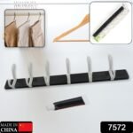Wall Door Hook Rail | 6 Hook Hanger for Clothes & Hats | With Eco-Friendly Adhesive - Image 3
