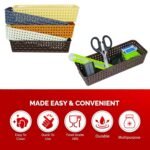 Plastic Multipurpose Desk Organizer Tray Office Drawer Dividers Storage Bins for Kitchen, Bathroom, Office, Makeup, Bedroom Dresser, Craft Basket Rack Multicolour (6 Pcs Set) - Image 7