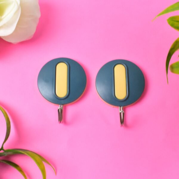 Multipurpose Strong Round Shape Hook Self-Adhesive hooks (2 Pc Set)