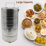 5 Compartment Lunch Box (Stainless Steel): Round Tiffin, Leakproof (16x5") - Image 5