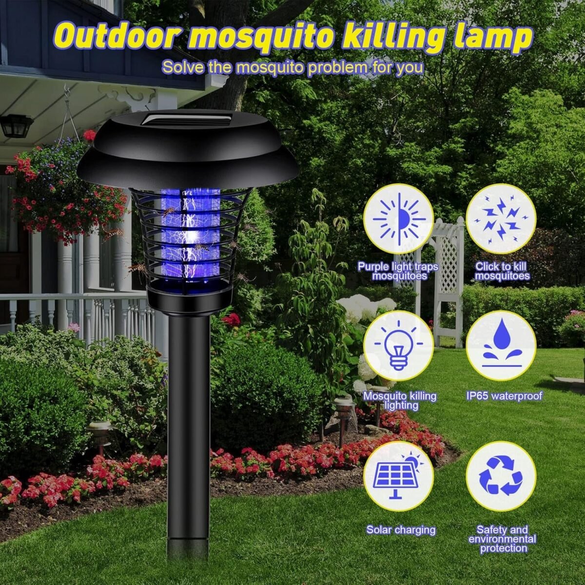 Medium Garden Solar Powered LED Mosquito Trap / Bug Zapper (1 Pc) - Image 7
