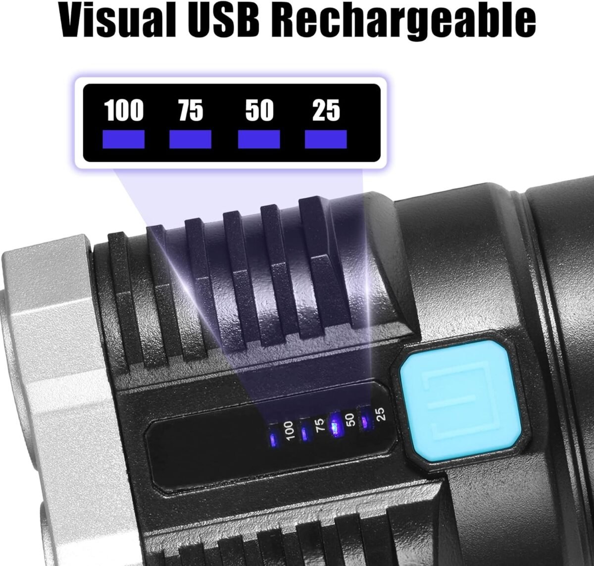 Multifunctional Strong 4 LED Torch Light, Portable Rechargeable Flashlight Long Distance Beam Range 800 Lumens COB Light 4 Mode Emergency for Hiking, Walking, Camping (4 LED Torch) - Image 6