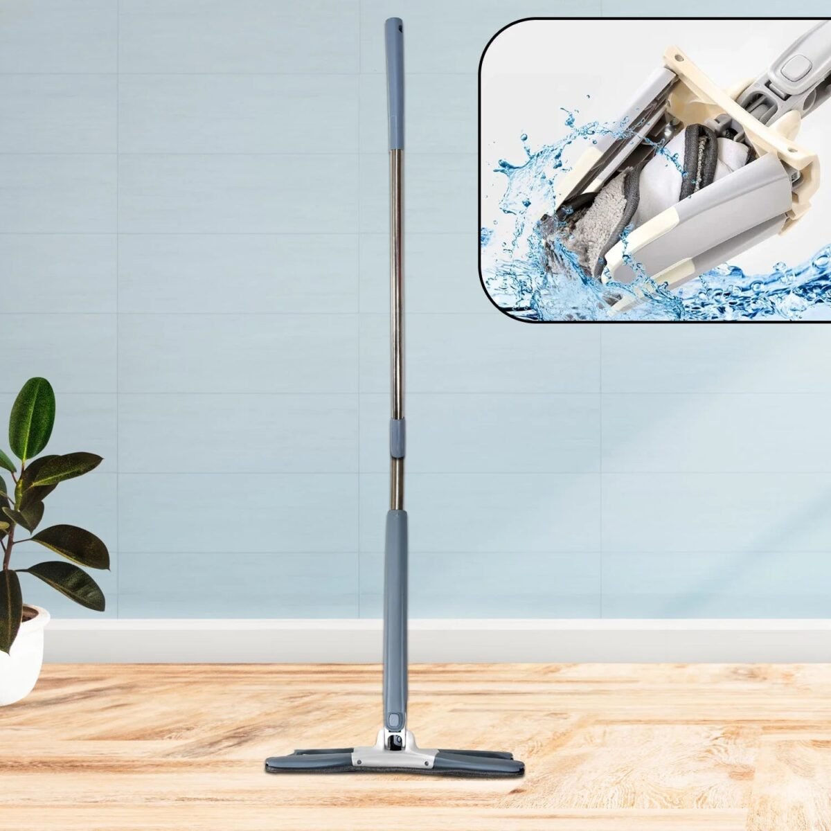 Adjustable 360° Flat Hand Mop: Floors, Walls, Ceilings (Easy Squeeze) - Image 1