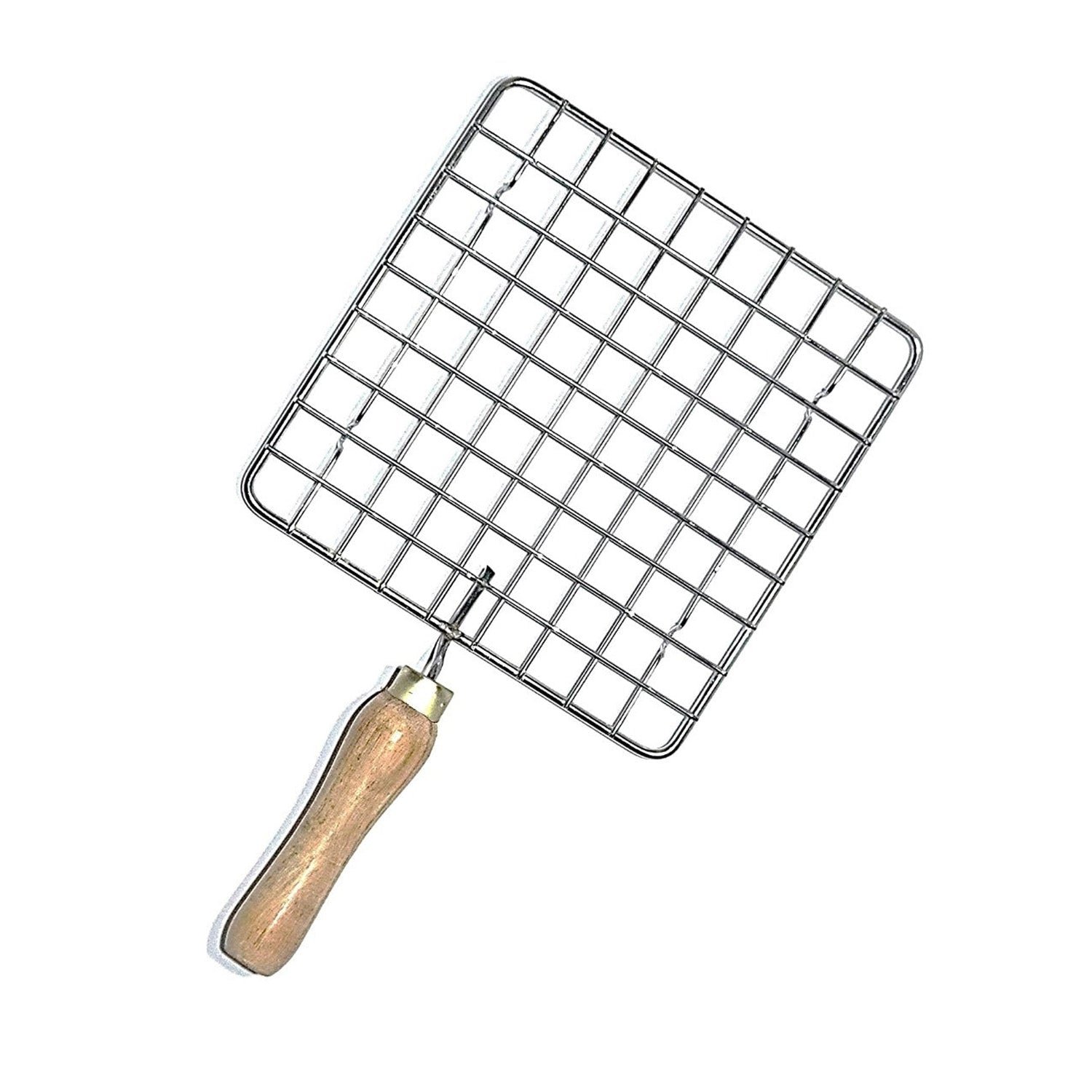 07_cfd834a6-f8a2-49e9-aa19-a26448b64a34.jpg Kitchen Square Stainless Steel Roaster Jali, Barbecue Grill with Wooden Handle - Image 1