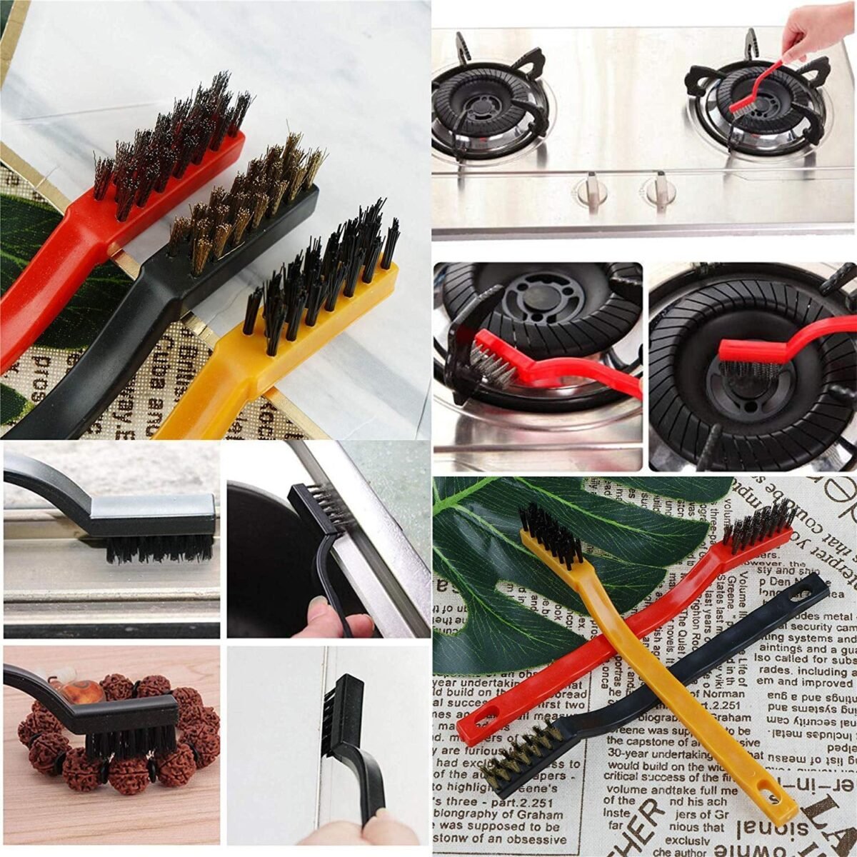 Mini Wire Brush Set - Brass, Nylon, Steel for Cleaning & Rust Removal (3 Pcs Set) - Image 1
