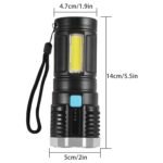 Multifunctional Strong 4 LED Torch Light, Portable Rechargeable Flashlight Long Distance Beam Range 800 Lumens COB Light 4 Mode Emergency for Hiking, Walking, Camping (4 LED Torch) - Image 8