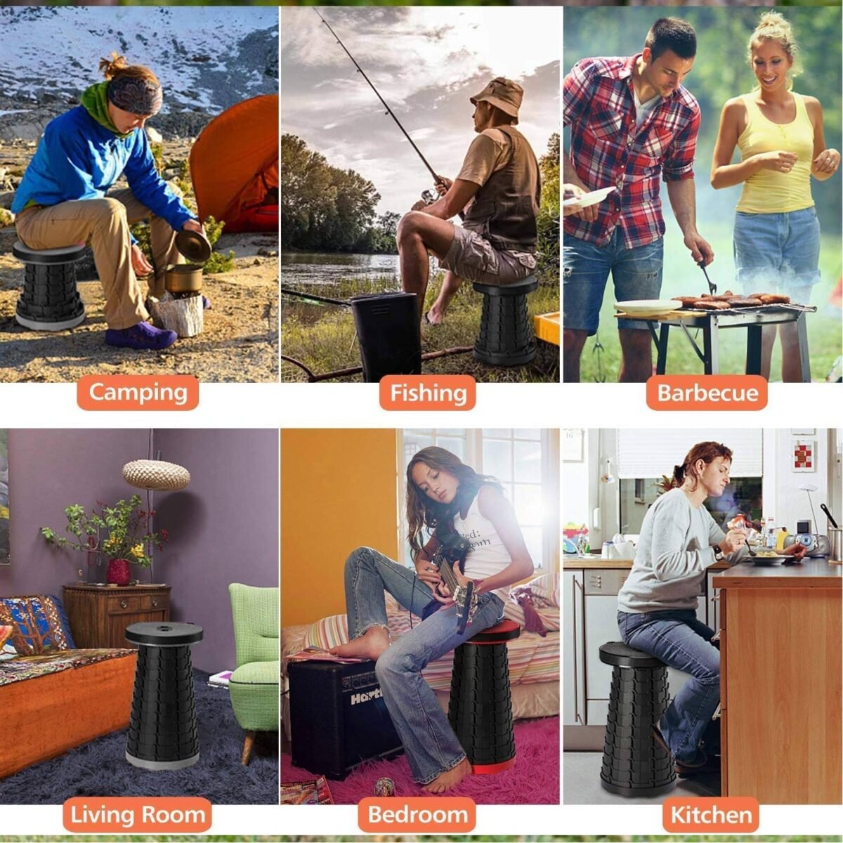 Foldable Retractable Height Adjusting Stool Space Saving Telescopic Stool for Fishing Hiking Stool for Adults and Kids. - Image 8