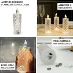 Rose Candles LED Flameless and Smokeless Decorative Acrylic Transparent Candles Led Tea Light Candle Perfect for Gifting, Home, Diwali, Christmas, Crystal Candle Lights (1 Pc)  (MOQ :- 12 pc ) - Image 8