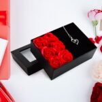 Rose Flower Gift Box, Handmade Eternal Rose with I Love You Necklace, Valentine's Day, - Image 9
