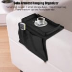 Sofa Arm Rest Hanging Storage Bag, Storage Bag for Sofa Ideal for Sorting Magazines Books (Black) - Image 3